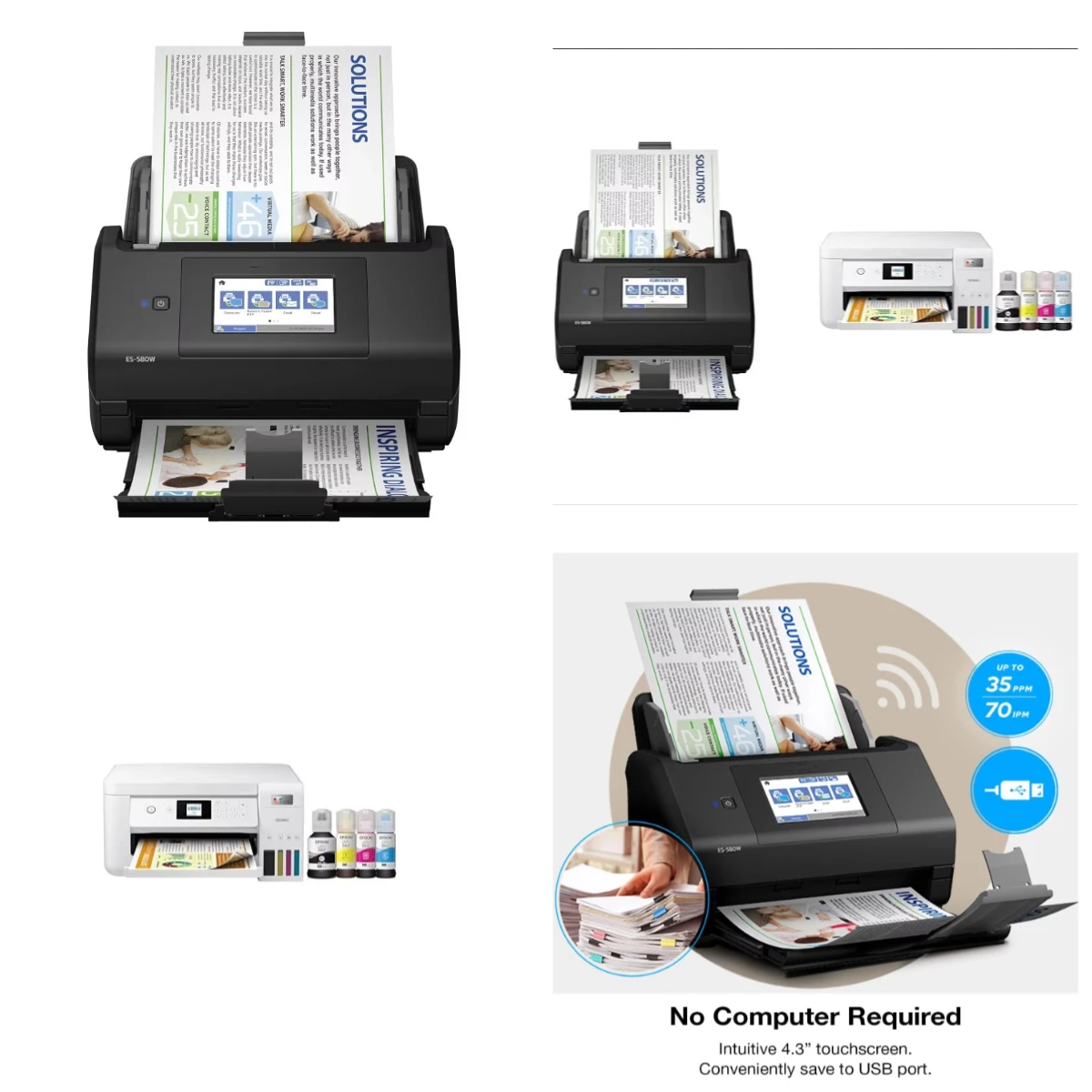 

WJW Workforce ES-580W Wireless Color Duplex Desktop Document Scanner for PC and with 100-sheet Auto Document Feeder