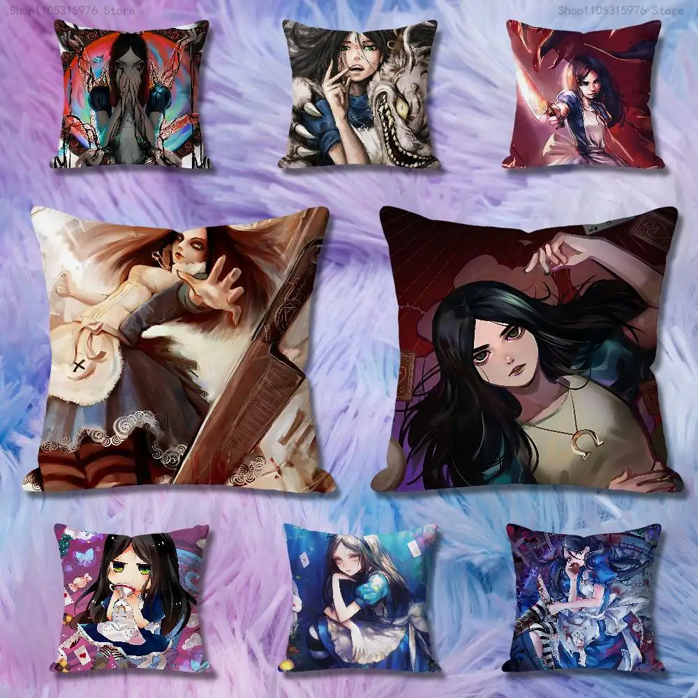 

GAME A-Alice M-Madness Returns Various Sizes Square Pillow Case For Car Home Bedchamber Decor Custom Valentine gift