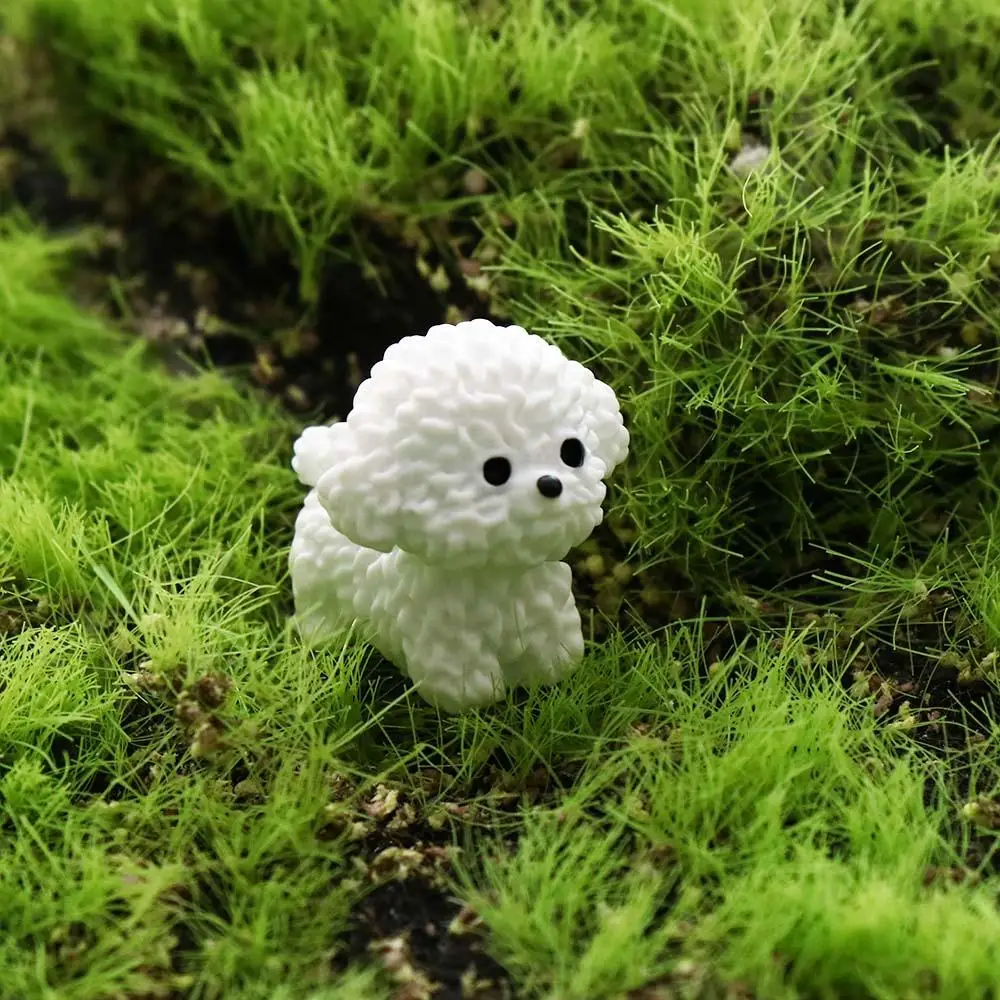 Dog Figurines Waterproof Cute White Dog Statue Cartoon Realistic Resin Dog Statue Resin Handmade Cartoon Dog Ornaments Garden