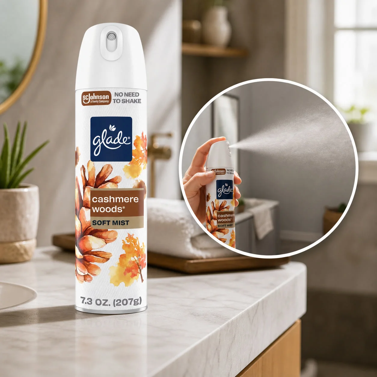 3pcs Cashmere Woods Aerosol Air Freshener Spray 7.3oz Disposable Can For Home Bathroom Office Room Deodorizing