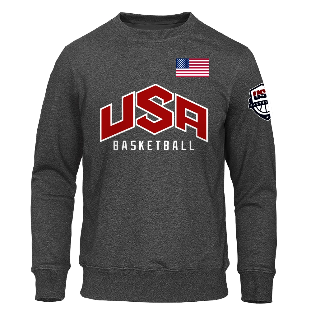 Basketball U S A Streetwear Printing Men Sweatshirt O-Neck Pullover Hoody Fashion Casual Clothing Loose Oversized Tracksuit Man