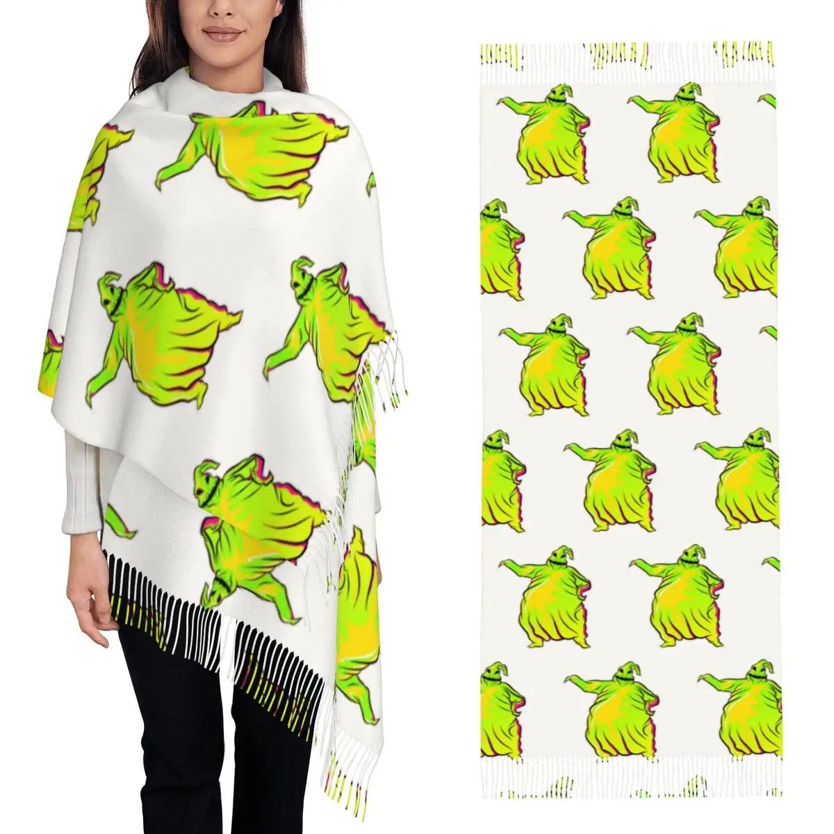 

Шарф Oogie Boogie, шарфы с кисточками для женщин, мягкие теплые шали и накидки, длинная осенне-зимняя шаль