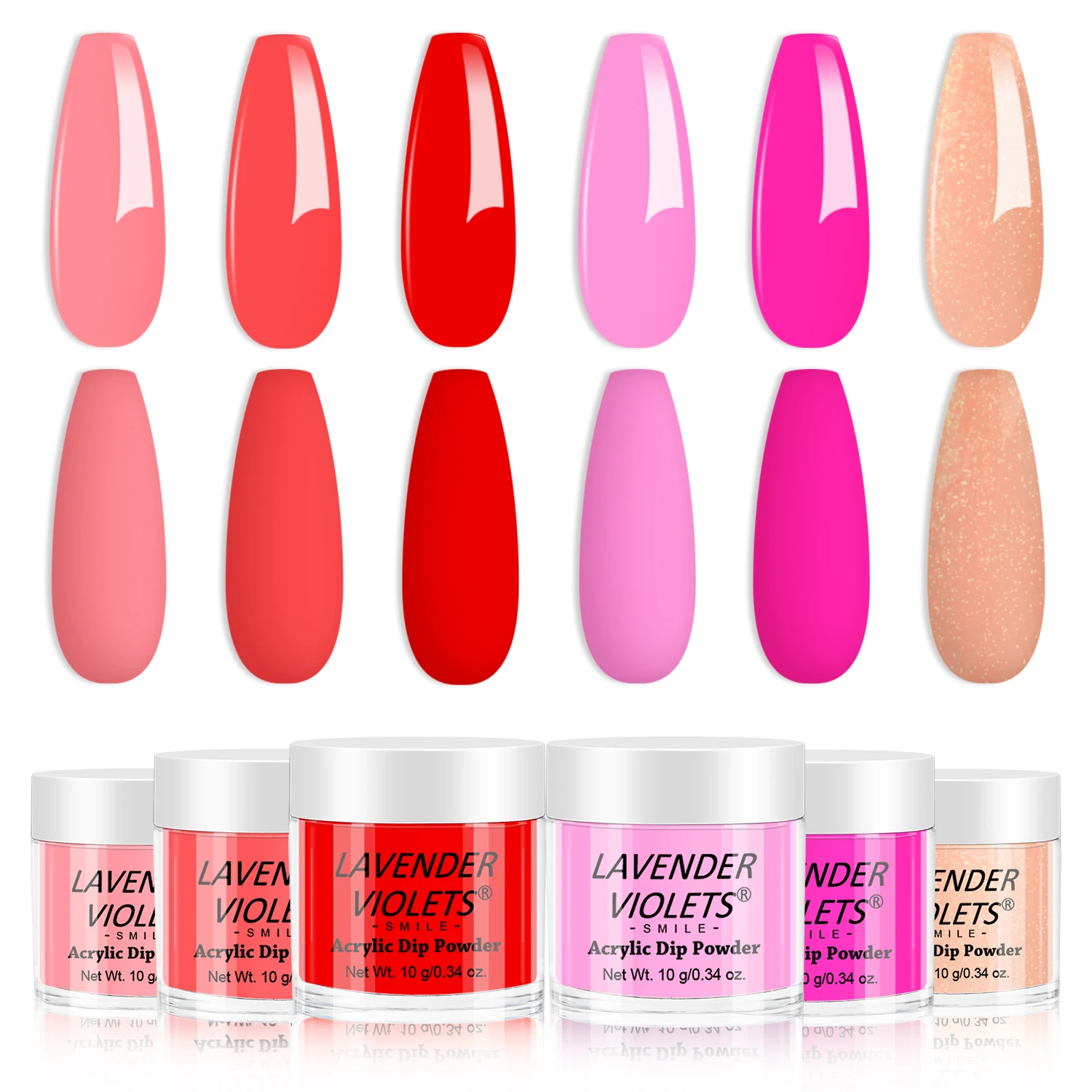 6 قطعة الأحمر الوردي المرجان عيد الميلاد تراجع مسحوق مجموعة سريع الهواء الجاف غمس مسحوق لا UV/LED مصباح لصالون مانيكير مسمار الفن #1