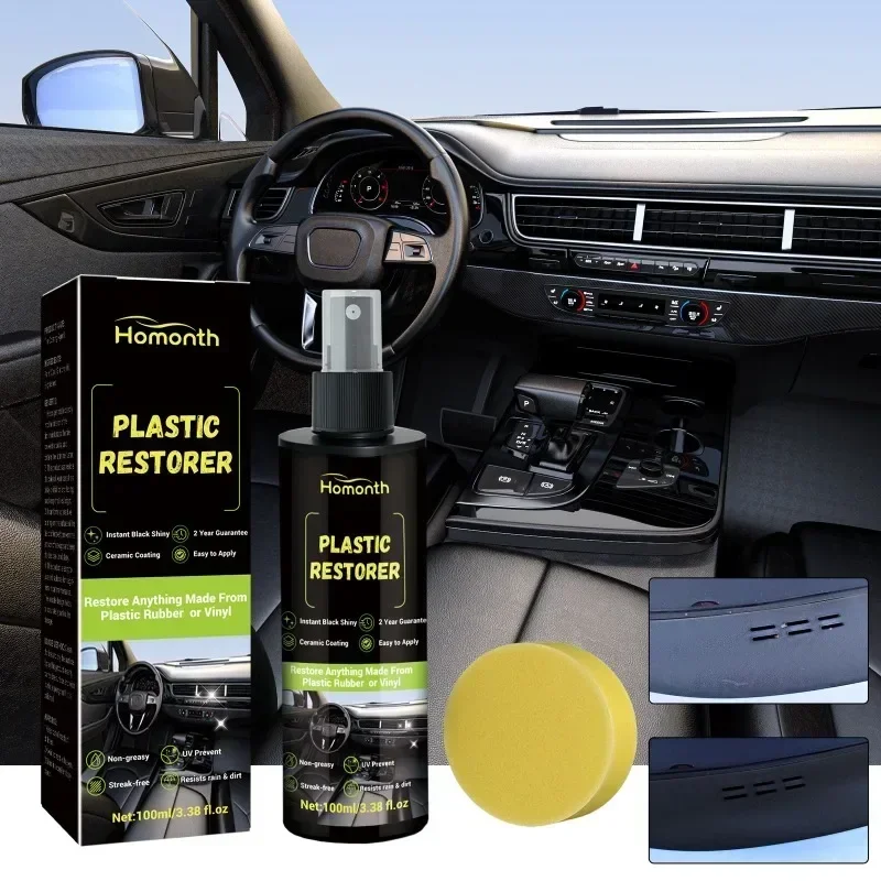 

Car Plastic Renewer Back to BlackGloss Hydrophobic Liquid Trim Plastic Leather Restorer Long Lasting Polish Protect Exterior Wax