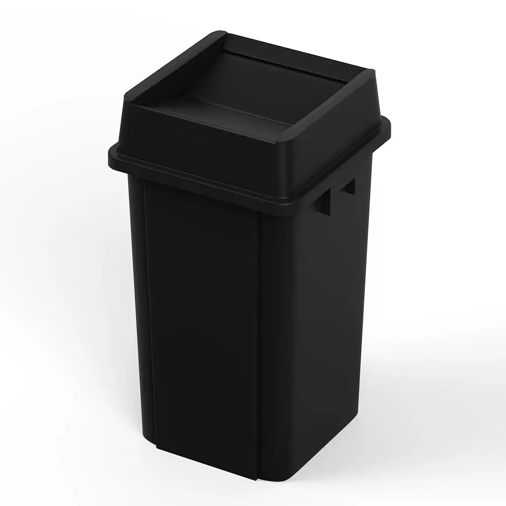 

19-галонный квадратный коммерческий мусорный бак Bla с крышкой | Открытый офис Ресторан Школьная кухня