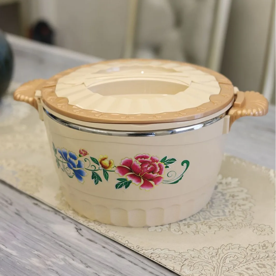 enamel insulation bucket stainless steel soup pot four-piece set portable ice protection Middle East retro printing lunch box