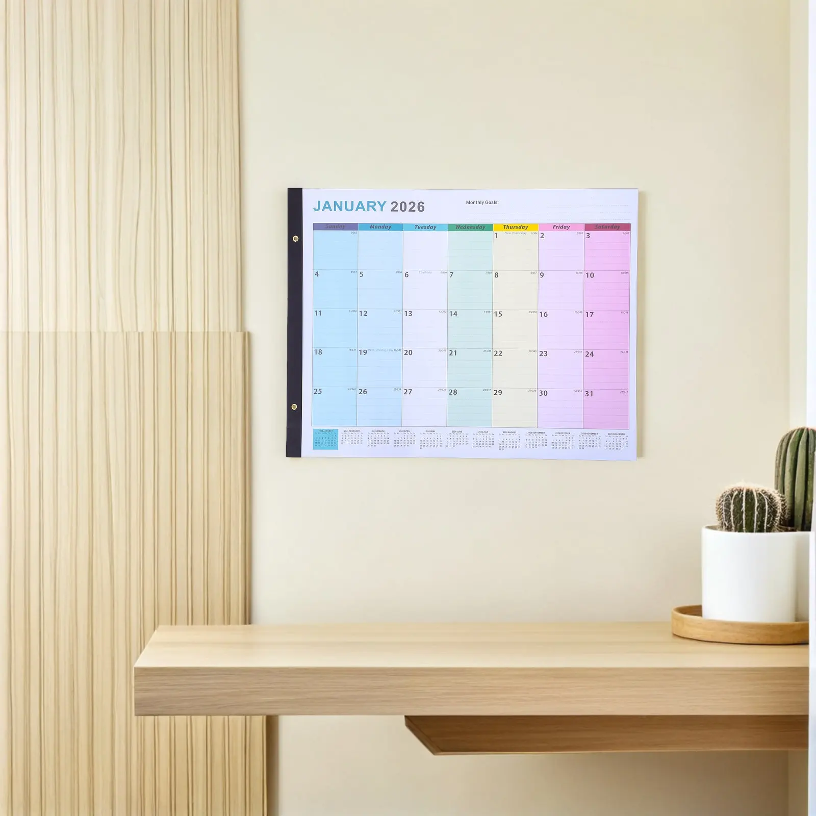 

Large English Wall Calendar 2026.1-2027.6 Vertical Planner Poster Monthly Hanging Home Office Wall Organizer Calendar Planner