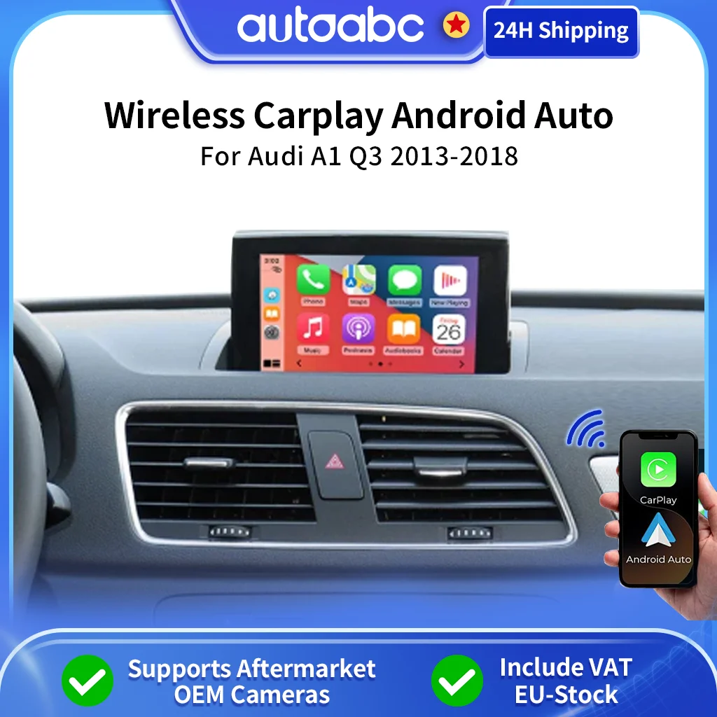 Module CarPlay sans fil pour Audi A1 Q3 RMC 2013-2018, compatible Android Auto, Autolink, AirPlay, caméra de recul, boîtier décodeur CarPlay