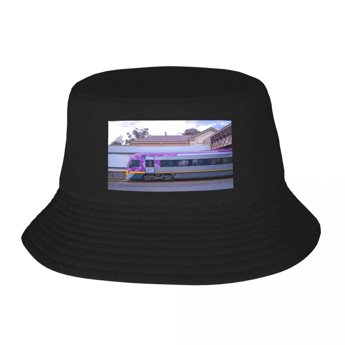 VLine Train in Bendigo headed North Bucket Hat foam party Hat Visor Elegant Women's Hats Men's