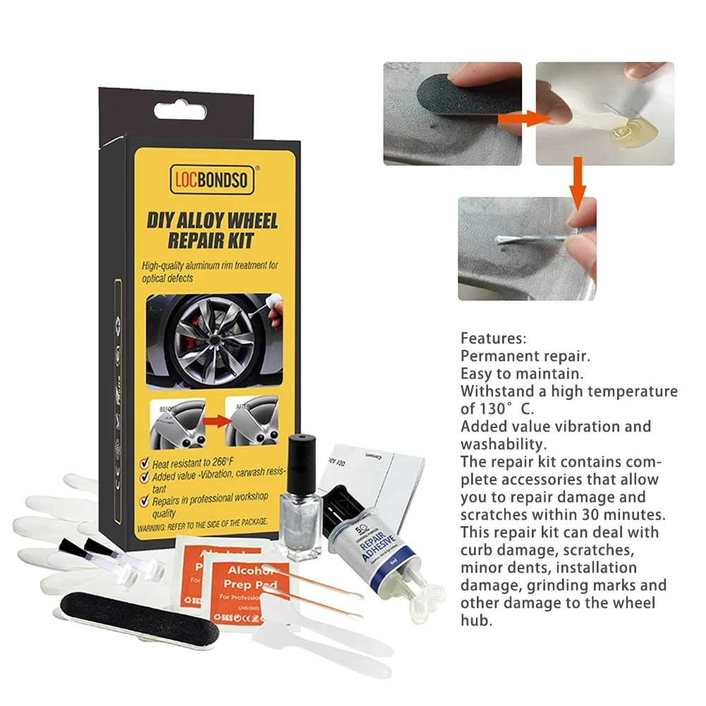 DIY Car Wheel Repair Kit Washable General Auto Wheel Rim Repair Tool Set Dent Scratch Restore Alloy Wheel Rims Garage Hand Tools