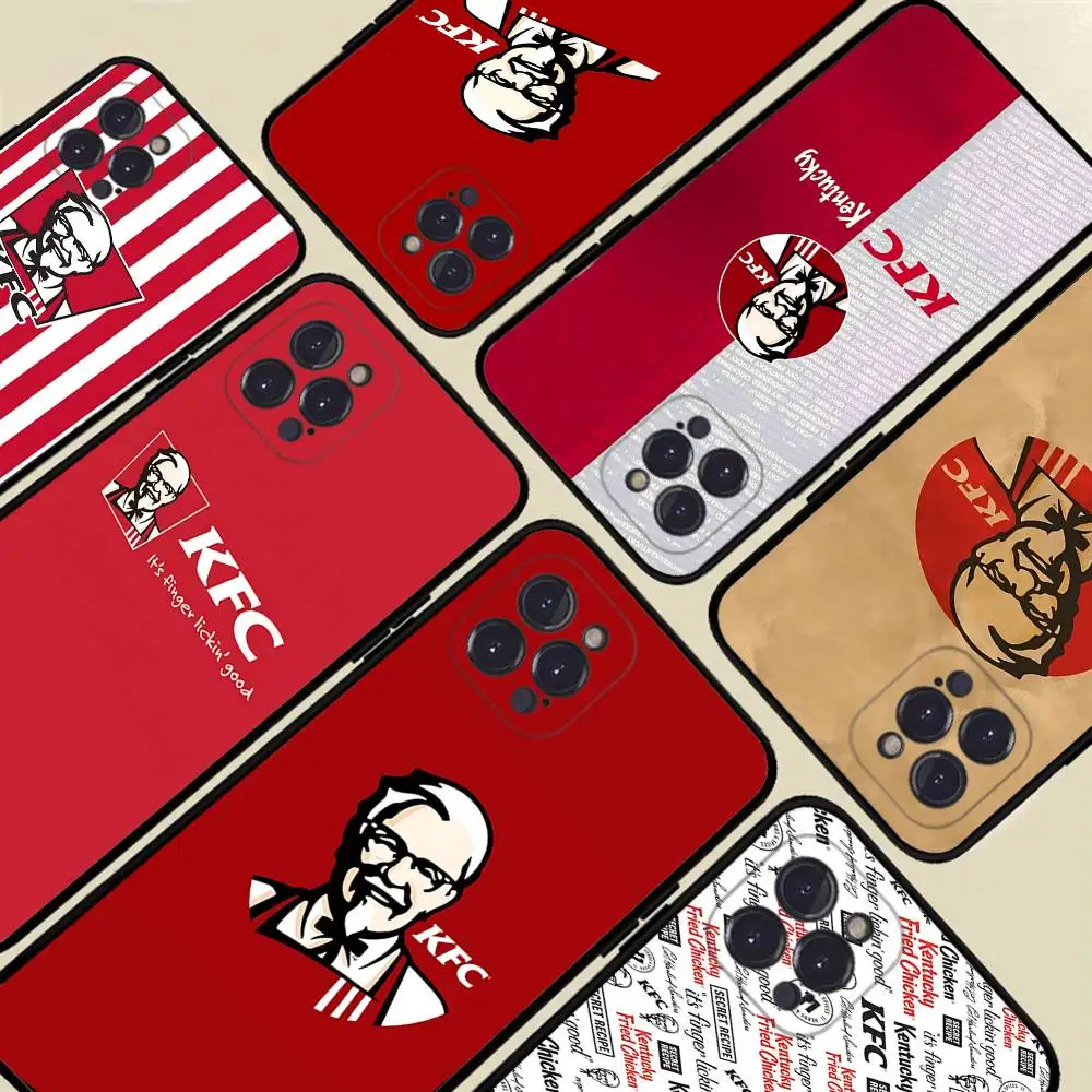 Funda Protectora para iPhone 17 16 15 14 13 12 11 Pro Max 13 17Air, Diseño de Hamburguesa de Pollo Frito K-K-KFC, Antigolpes y Suave