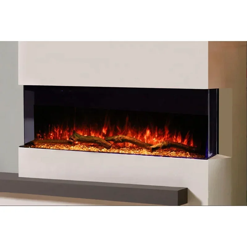 Modern Wall Electrical Heaters Fire Place 3 Sided Electric Fireplaces 40 50 60 70 80 90 100 Inch 7 Colors Led Light Flame Effect