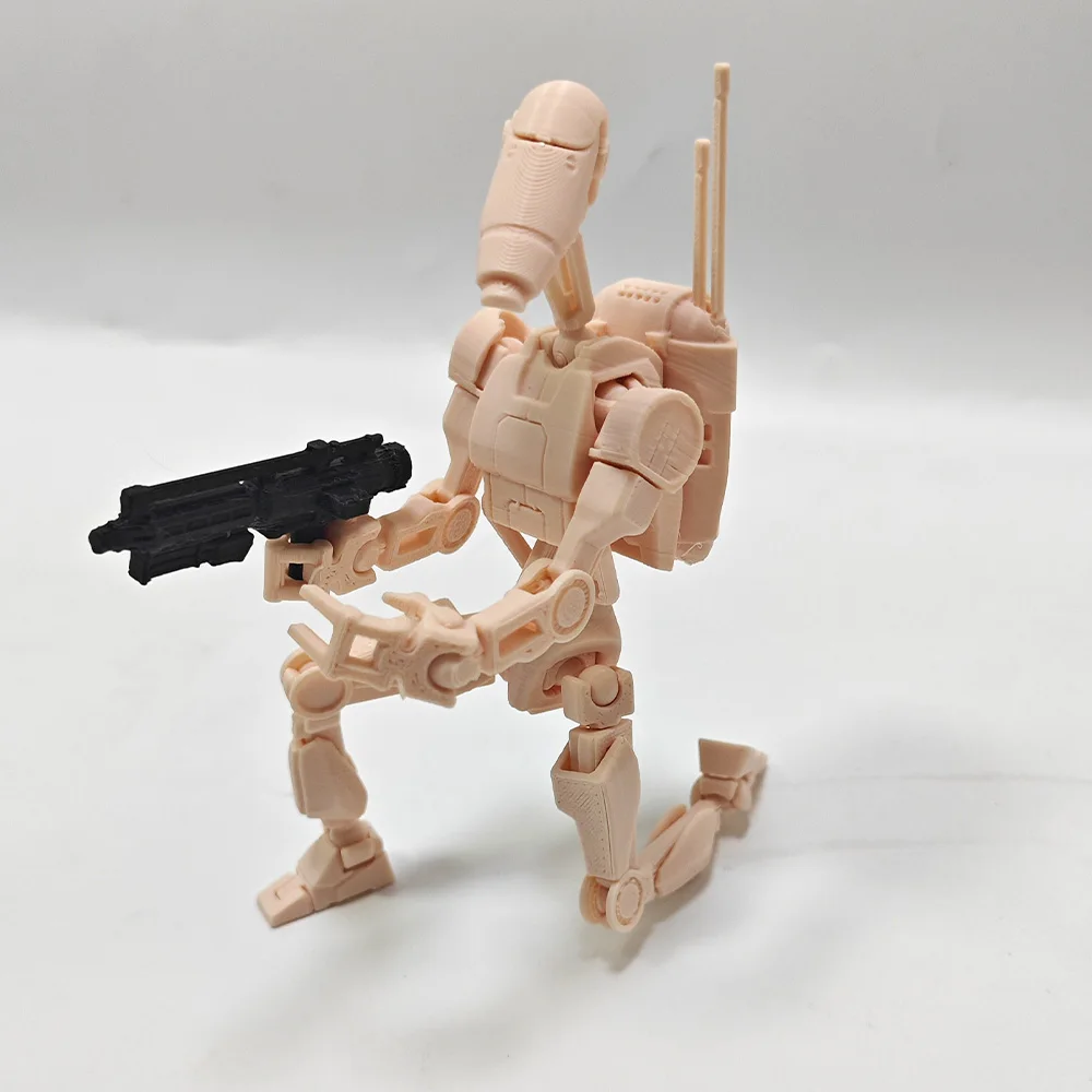 3D Printed Sci-Fi Battle War Droid Figurine – Movable Jedi Robot Action Figure for Desktop Display & Collectible