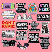 Funny ADHD Quotes Enamel Pins Cartoon Animals Cats Brooch Lapel Pin Badge on Backpack Clothing Accessories Fashion Jewelry Gifts