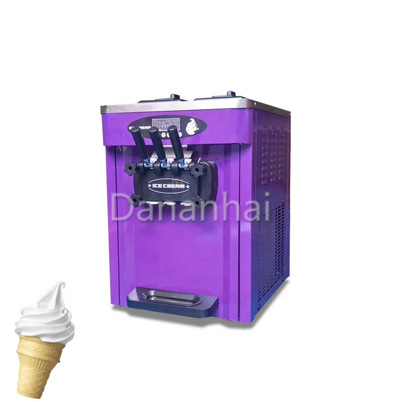 Desktop 3-Nozzle Soft Ice Cream Machine Small Frozen Yogurt Sundae Machine