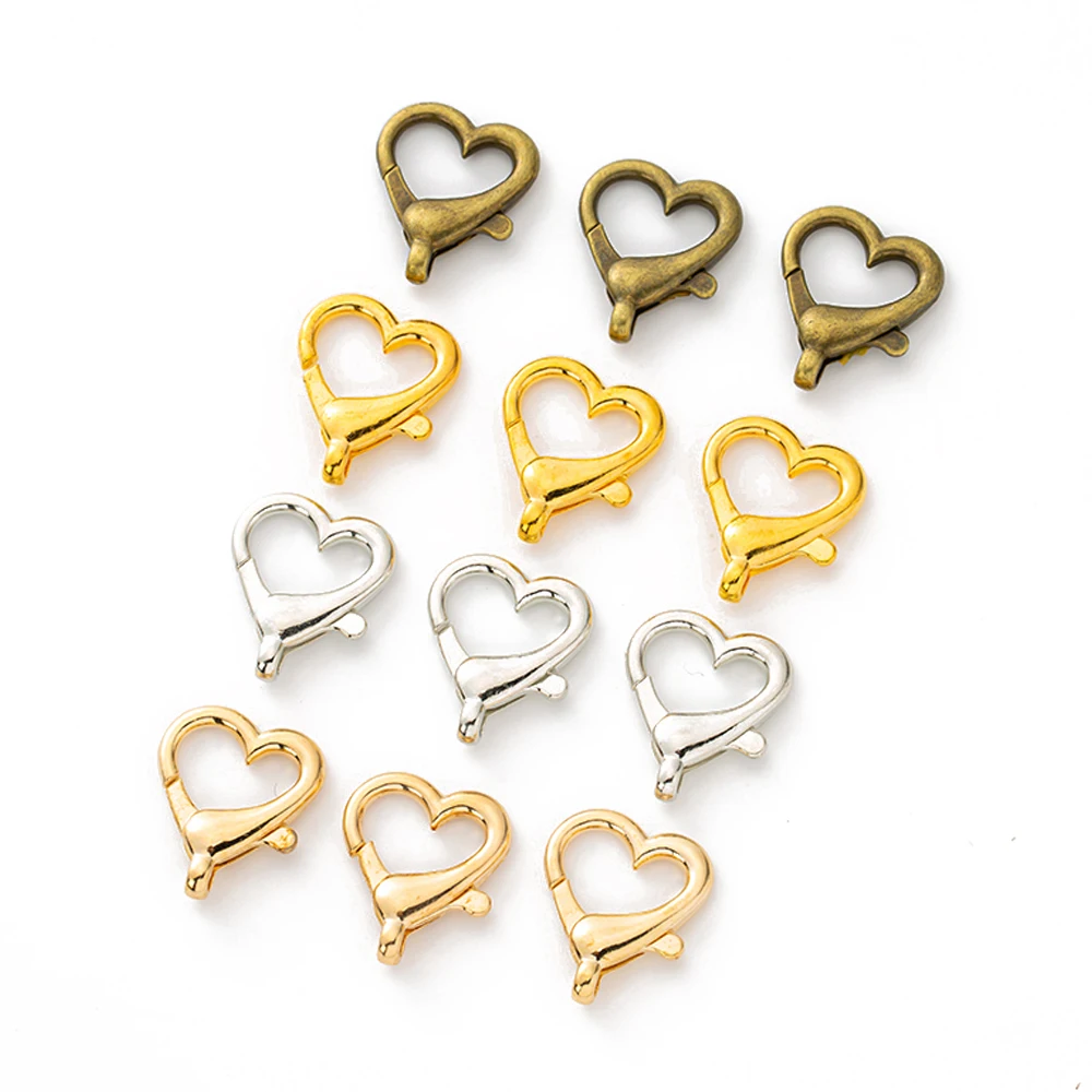 10pcs Heart Lobster Claw Clasp Hook Keyrings For DIY Keychain Key Pendant Connector Jewelry Making Supplies Accessories Material