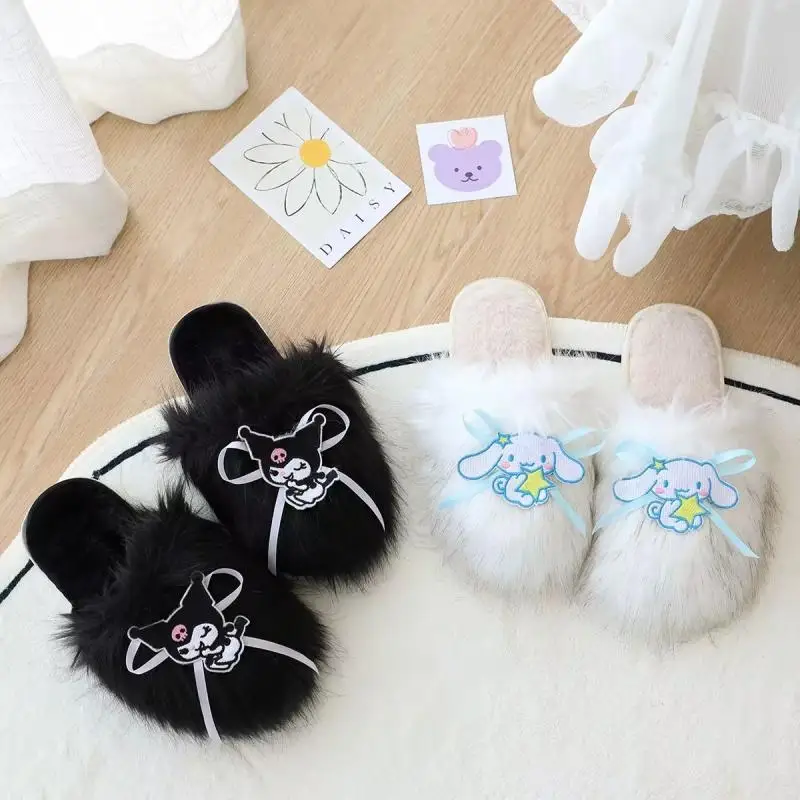 Sanrio autumn and winter Kulomi cute warm home women's shoes Melody cartoon non-slip plush comfortable cotton slippers