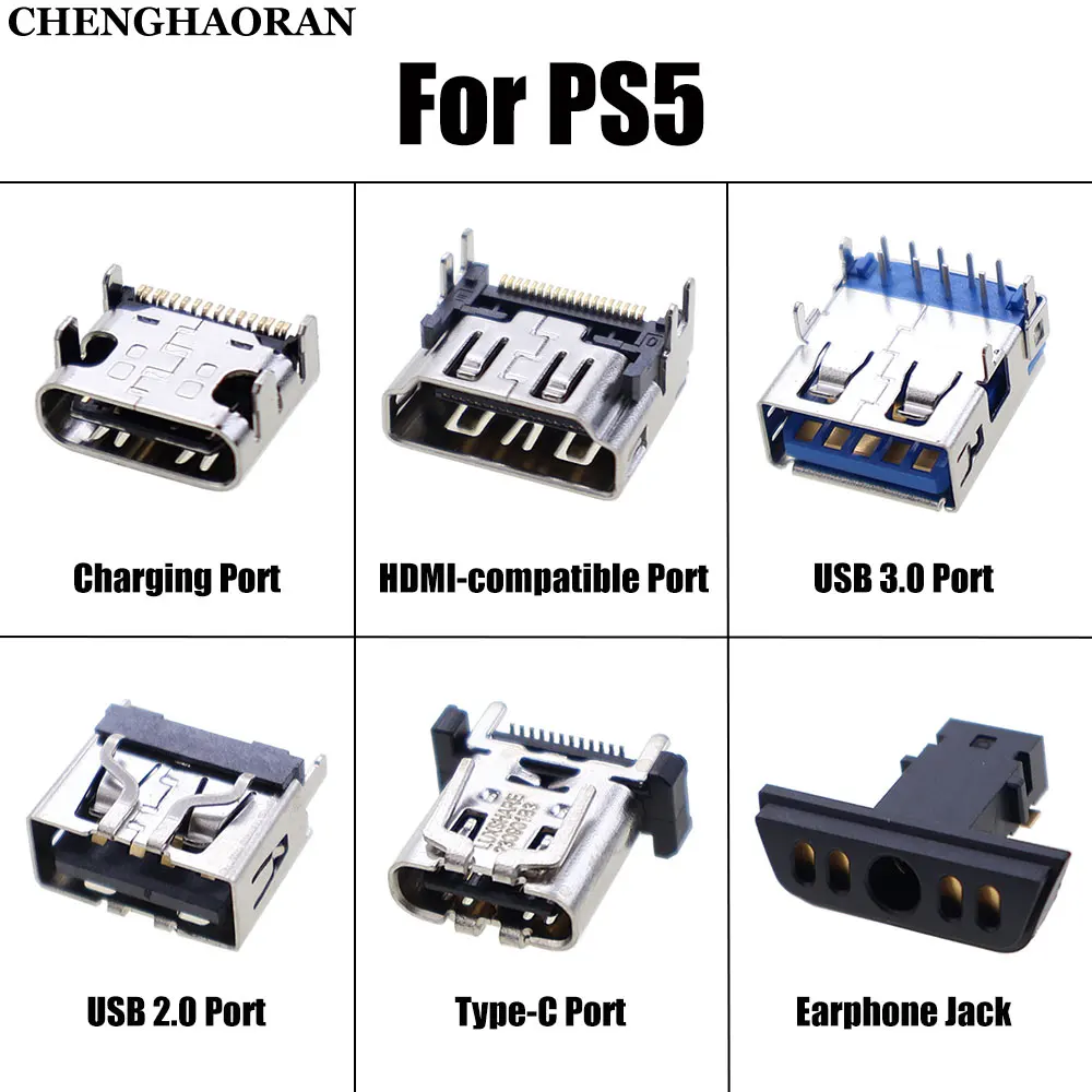 

1PC For PS5 Console Original USB 2.0 USB 3.0 Type-C Port Charging Socket HDMI-compatible Socket HDMI-compatible Earphone Jack