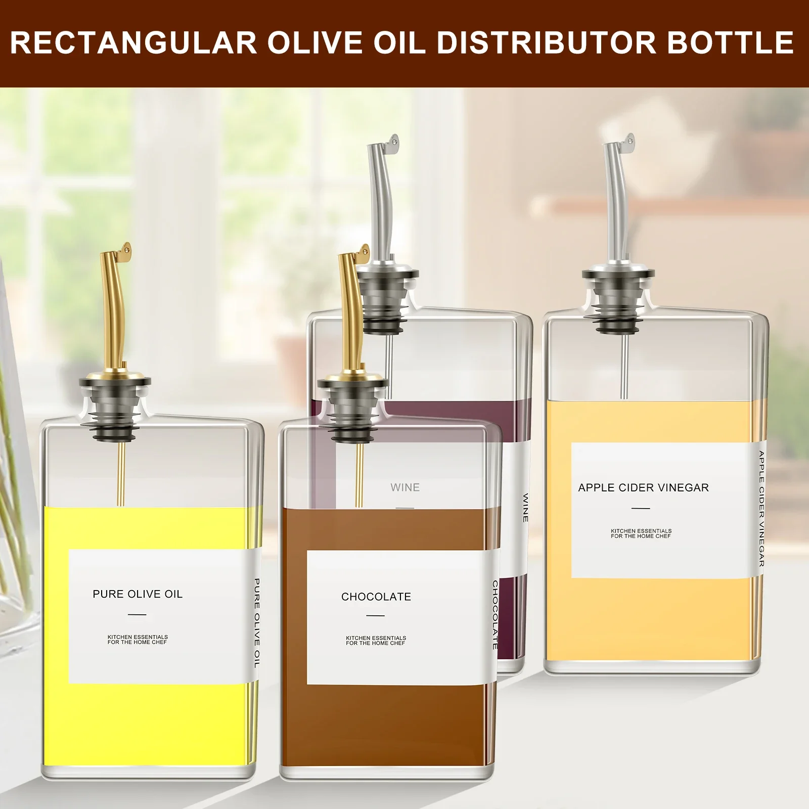 Bouteille d'assaisonnement en verre avec autocollant de tri, distributeur d'huile d'olive, bouteille de vinaigre, gadget de cuisine, récipient à sirop, 350ml