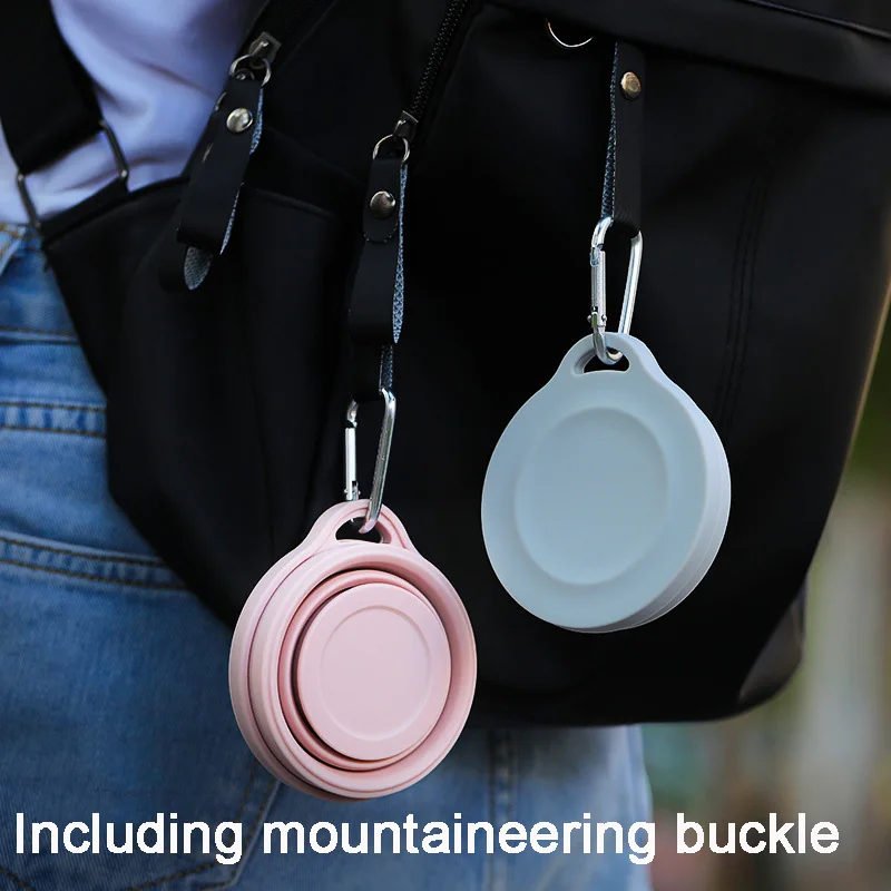 Klappbecher im Freien, Camping, Reisen, Kletterbecher, Silikon, Teetasse, Kaffee, Teleskop-Trinkbecher mit Deckel, Loch zum Aufhängen