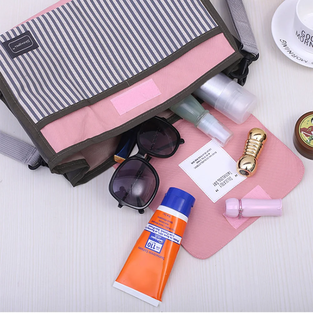 

1Pcs Waterproof Stroller Organizer Pink Stripe Buggy Hanging Bag Diaper Cell Phone Drink Holder Stroller Organizer