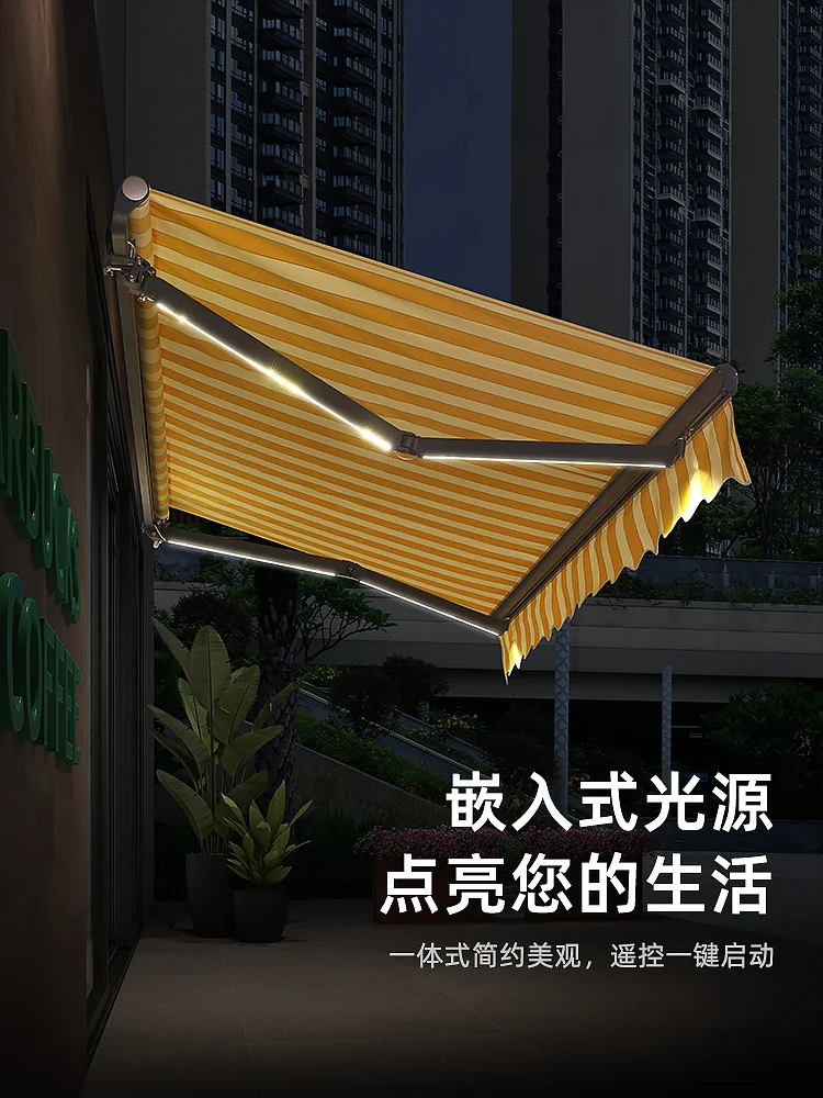 

outdoor awning, retractable canopy, balcony folding, thickened aluminum alloy, strong wind-resistant electric awning