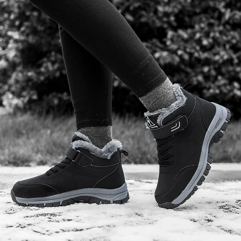 Scarponi da trekking da uomo, scarpe sportive da passeggio per esterni, scarpe leggere, comode, calde, antivento, scarpe di peluche popolari alte da viaggio