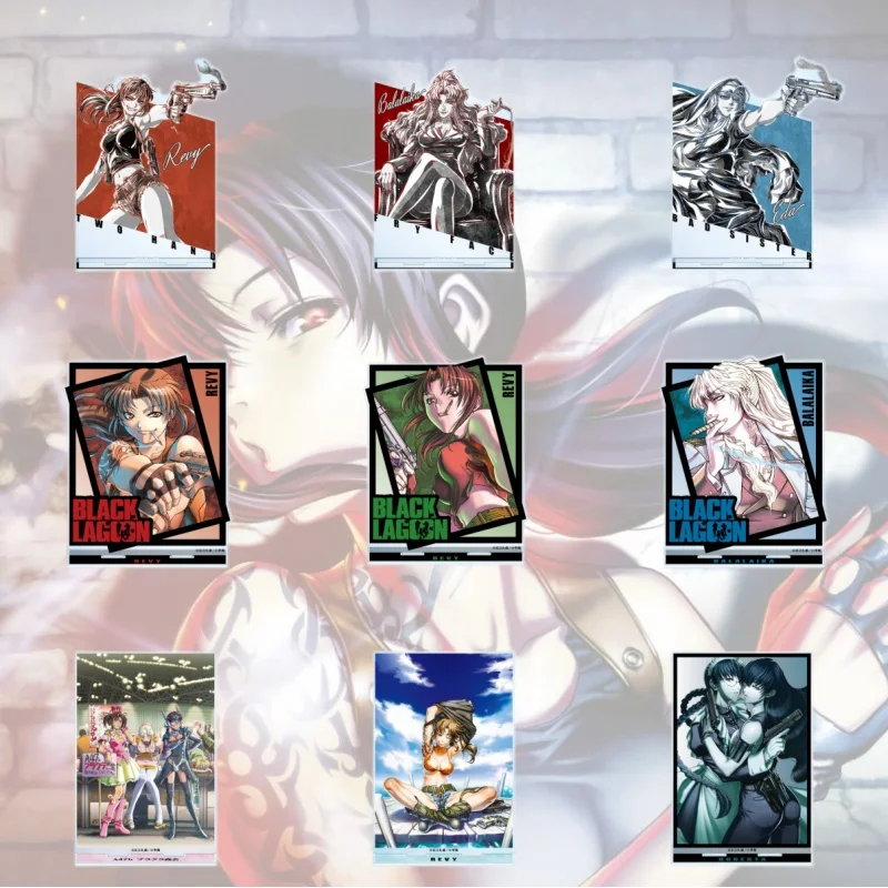 

Black Lagoon Anime Acrylic Stand Model Figure Cosplay Plate Holder Topper Birthday Fans keychain Desk Decor Plate Gift