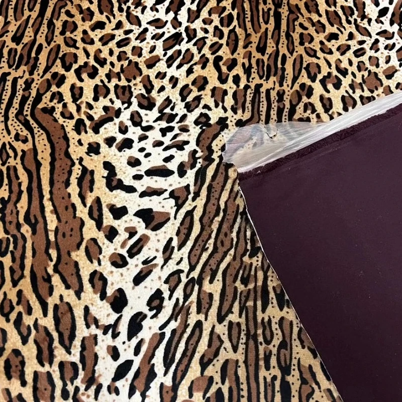 Brown Leopard Print Suede Fabric Thick Oversized Style for Coat Cloak Skirt Winter Fashion Outerwear Material Short Pile Textile