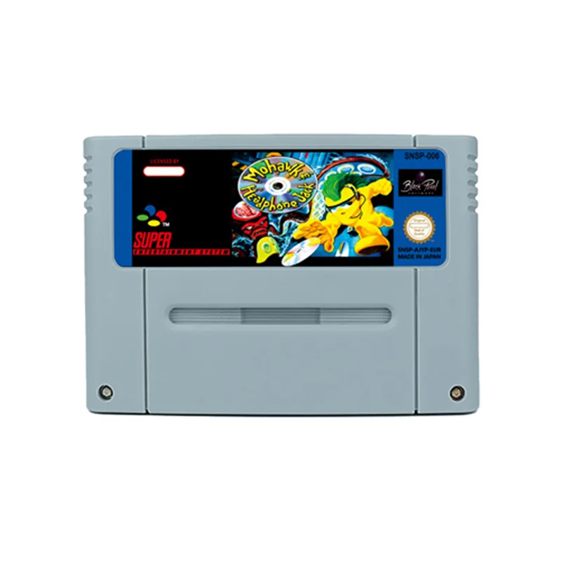 Mohawk & Headphone Jack Action Game for EUR version SNES 16 Bit Retro Cart Children Gift