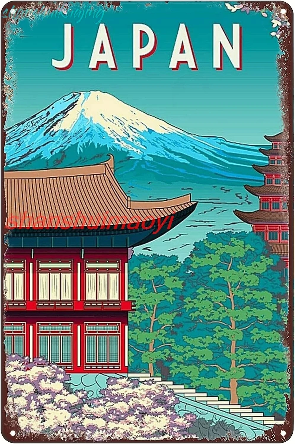 Retro Metal Tin Sign - Mt. Mount Fuji Japan Japanese Asia Asian Vintage Travel Ad Poster - Wall Art Plaque Decor for Home B sign