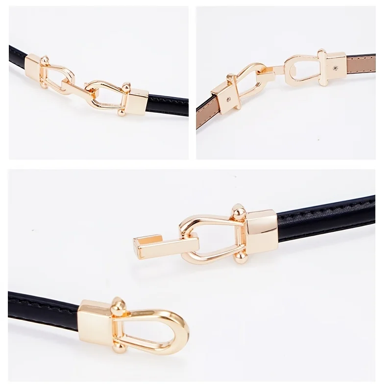 Adjustable Thin Women Belt Ladies Girls Matching Dress Jeans Pants Designer Waistband Luxury Metal Buckle Genuine Leather Strap