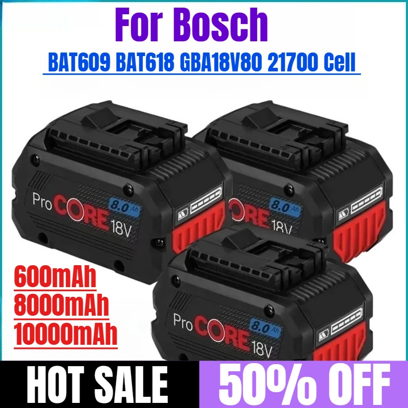 

18V 10.0Ah for Bosch BAT609 BAT618 GBA18V80 21700 Cell Power Tool Battery