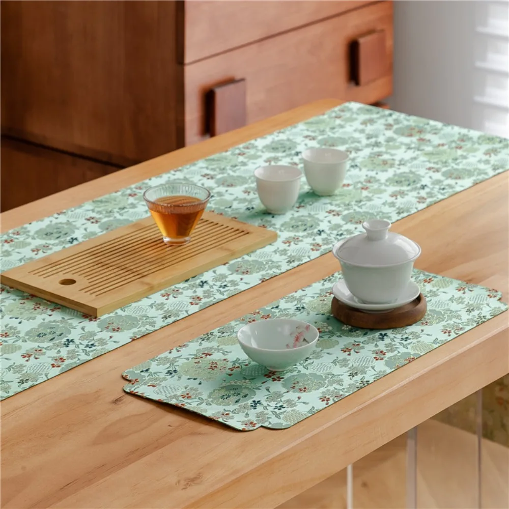 

Портативная тканевая скатерть в стиле ретро, двухсторонняя скатерть в китайском стиле, водонепроницаемая элегантная скатерть для чайника, коврик для гостиной