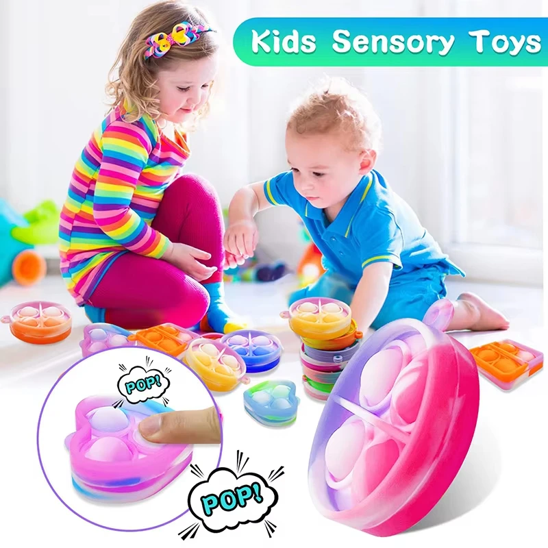 12/24pcs Mini Pop Keychain Toddler Sensory Fidget Toys Bulk Classroom Prizes Kids Birthday Party Favors Wedding Gift for Guests