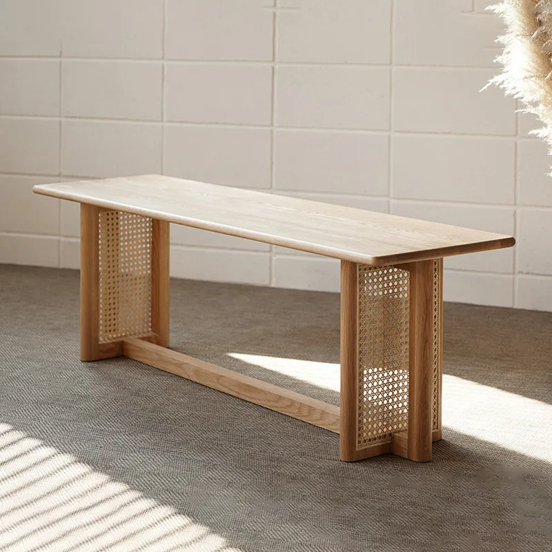 

Bedroom bedside stool Small Nordic small apartment bedside stool Japanese solid wood rattan stool