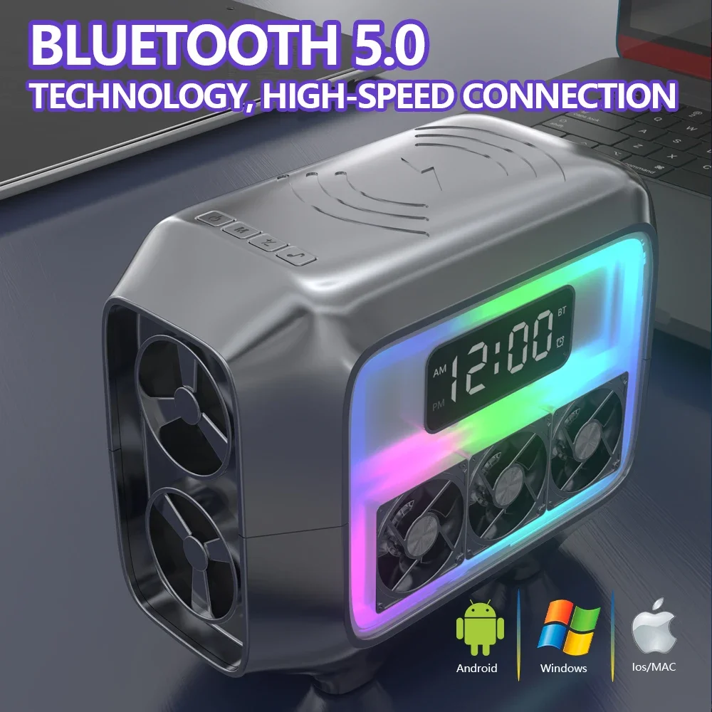 

New LED Clock Mini Smart Portable Bluetooth Speakers Colorful Light Effect Multifunction 15W Fast Mobile Phone Wireless Chargers