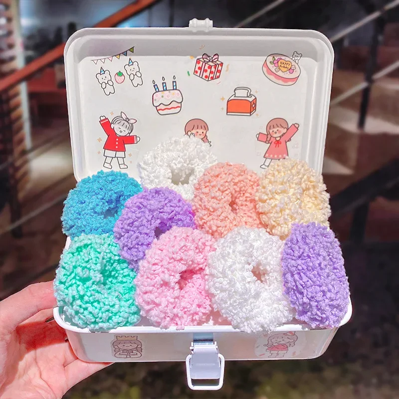 Kobiety pluszowe Scrunchies kolorowe Luminous Hairband dziewczyny kucyk nakrycia głowy moda akcesoria do włosów elastyczne gumki do włosów narzędzia