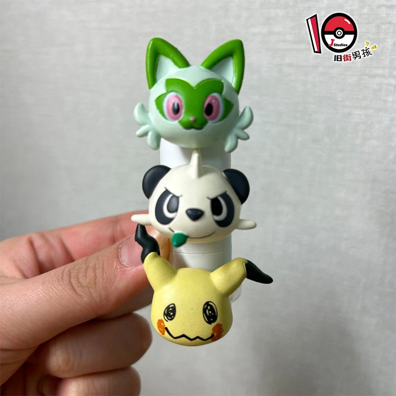 5pcs/set Genuine TAKARA TOMY Pokemon Ring Sprigatito Pawmi Pancham Mimikyu Stufful Cute decorative twisted egg