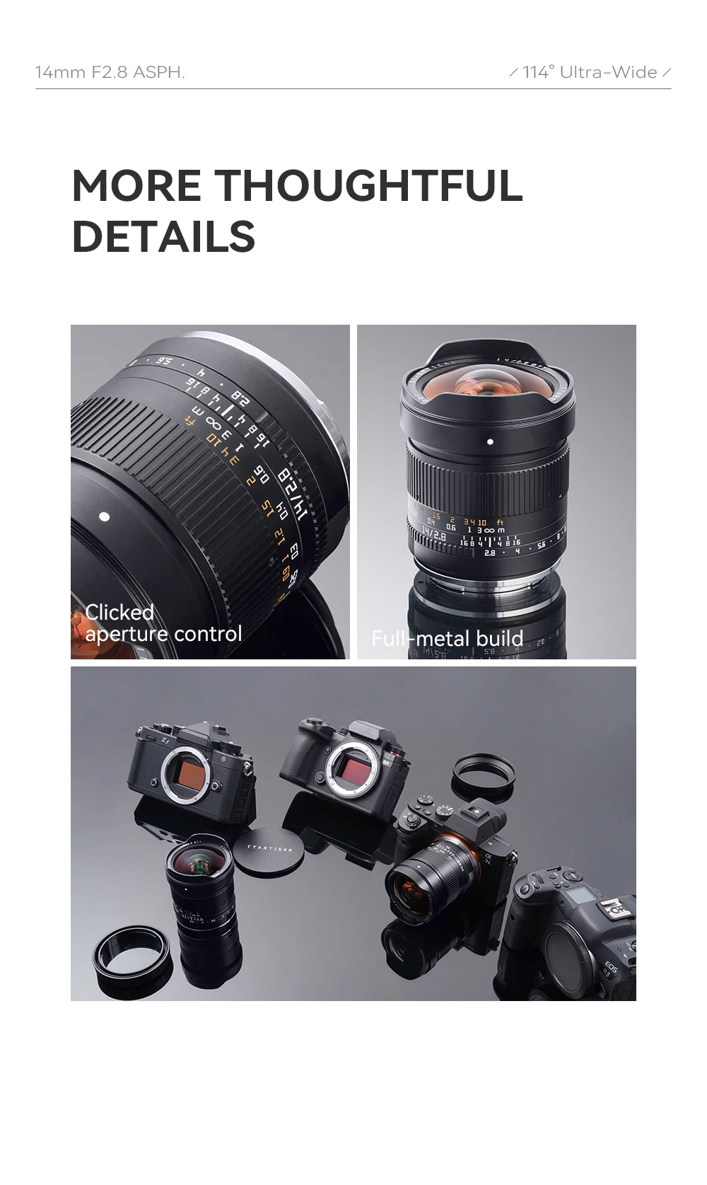 Neues TTArtisan 14mm F2.8 Vollformat Ultra-Weitwinkel Manuelles Fisheye-Objektiv für Sony E FE Nikon Z Canon RF EOS R Leica Sigma L S9 S5 – Detail 18