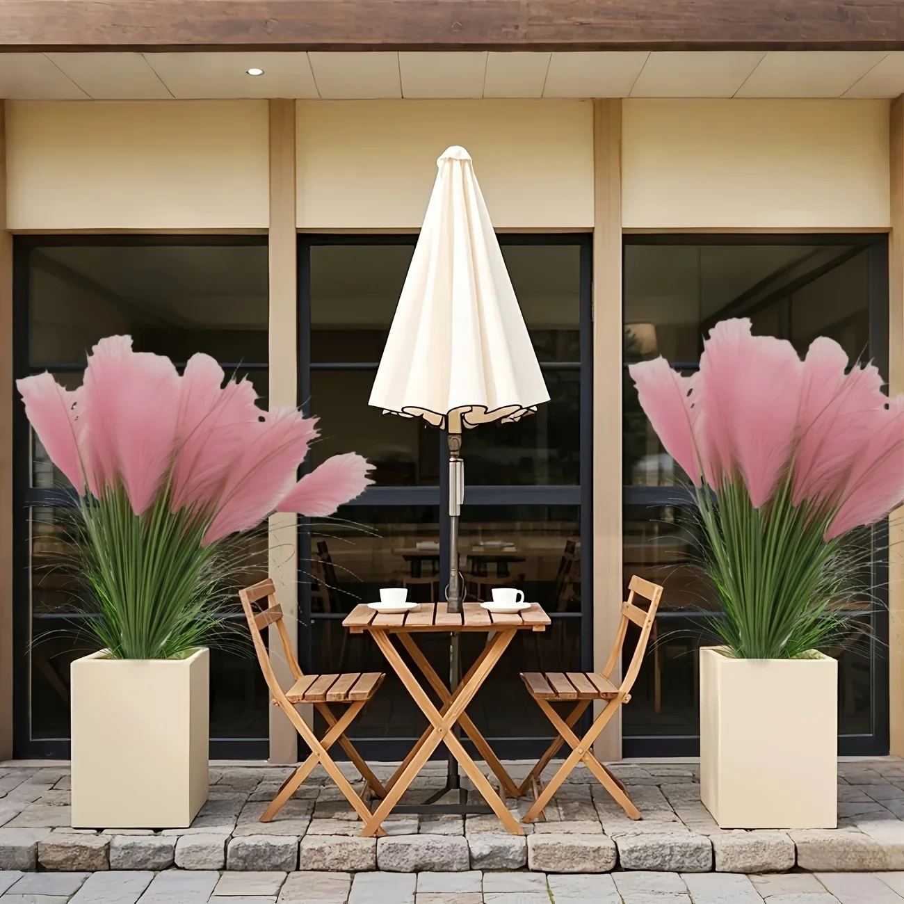 

Artificial Pink Foxtail Green Bush, 84.99cm Fake Reed Grass Ornament for Home Party Courtyard Aesthetic Decor