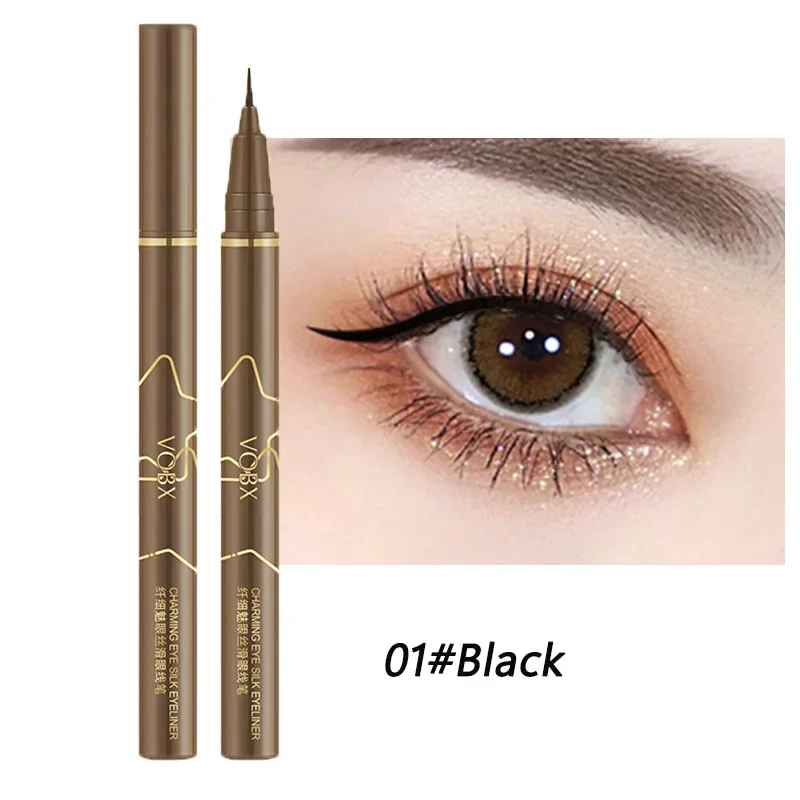 Silky Smooth Matte Brown Liquid Eyeliner Waterproof Sweatproof Lying Silkworm Pen Natural Eye Makeup Women Beauty Cosmetic Cheap