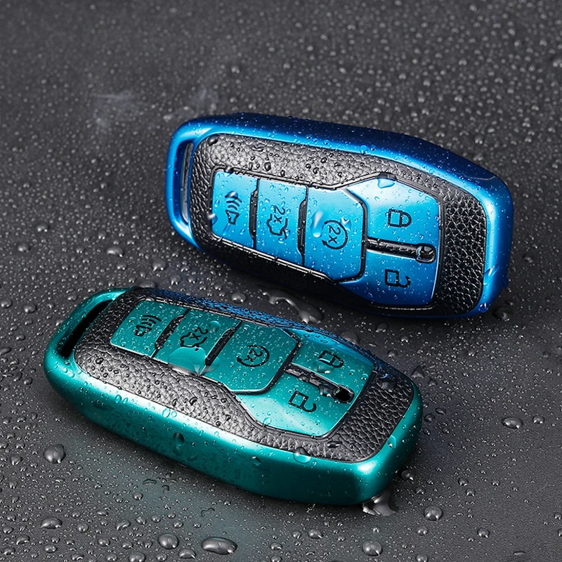 Leder TPU Auto Schlüssel Abdeckung Fall Schutz Keychain Für Ford Fusion Mondeo Mustang F-150 Explorer Rand 2015 2016 2017 2018 2019