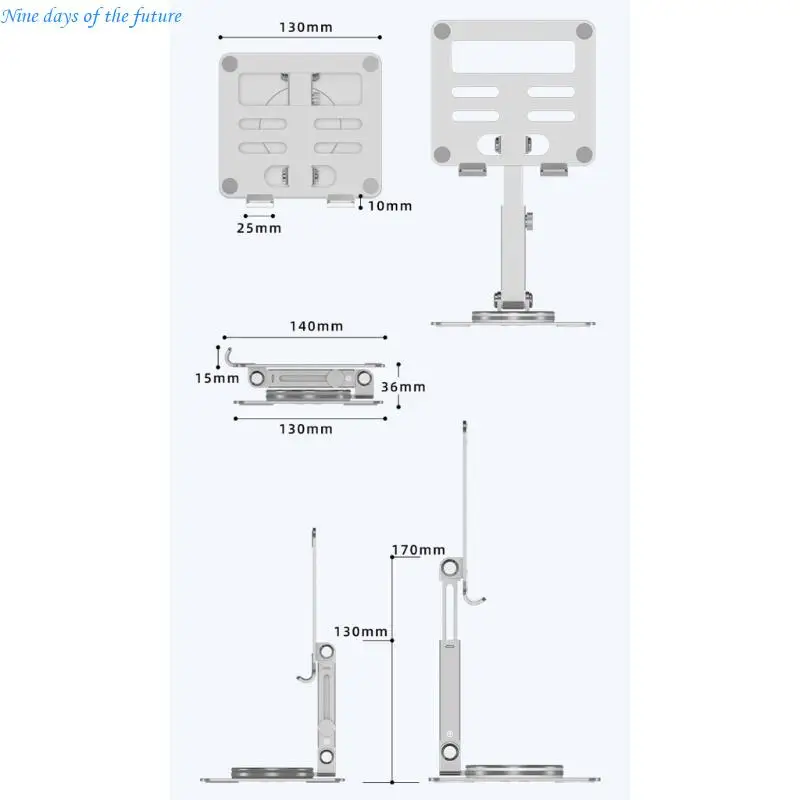 Adjustable Height Foldable Rotating Stand For Phones Tablets Up To 13Inches E65A