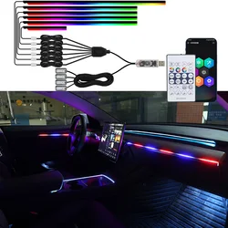 LED Symphony Ambient Lights Strip Car Interior Streamer RGB LED Neon Hidden Acrylic Strip Decoration Atmosphere Lamp USB