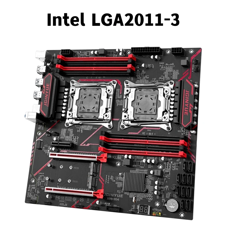 JGINYUE X99 デュアルCPUマザーボード LGA 2011-3 サポート Xeon E5 V3 V4 CPU DDR4メモリ 8チャンネル デュアルX99チップセット X99-9D4