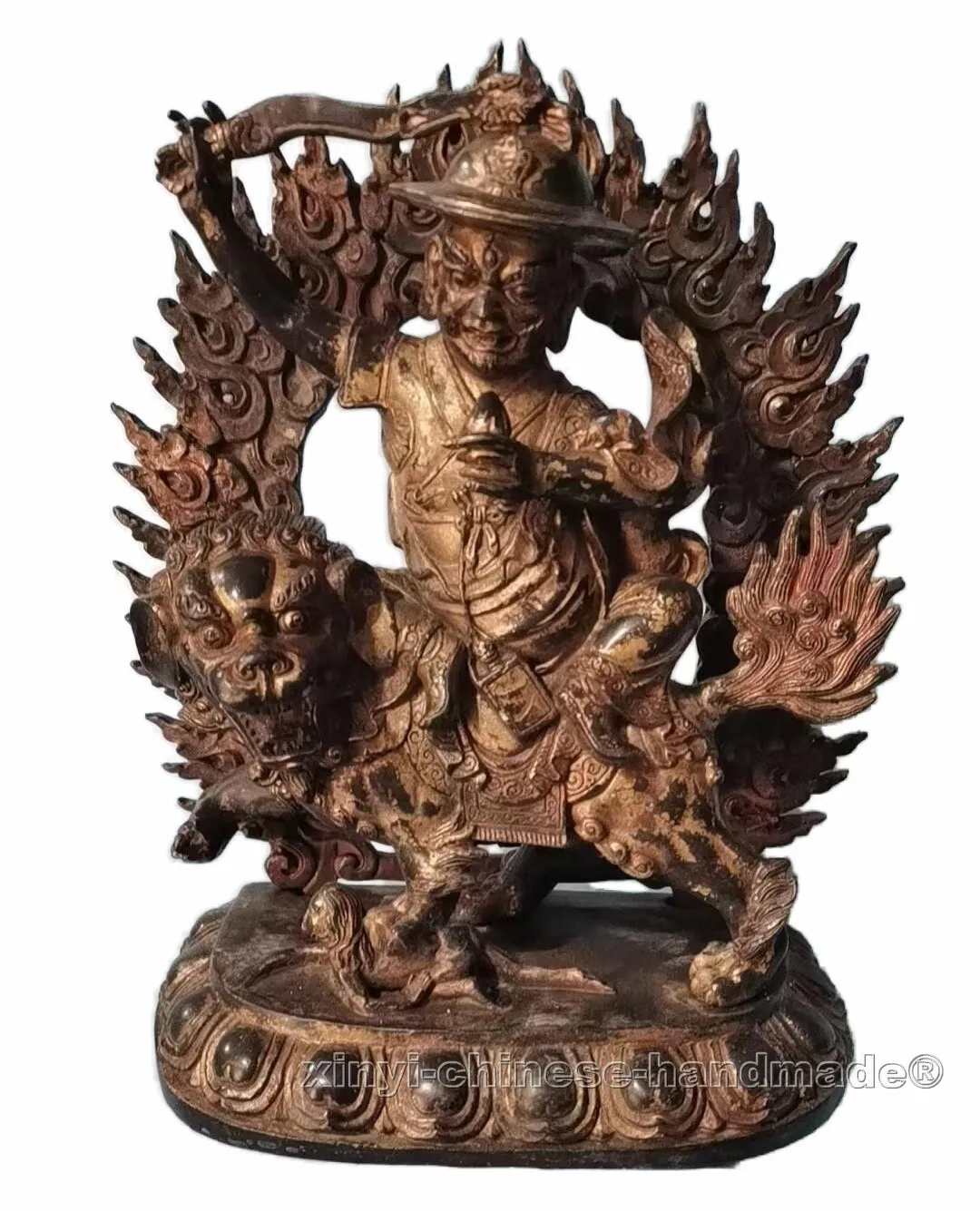 Estatua de bronce de 12 pulgadas del antiguo protector Dorje Shugden Vajradhara, Dorje Kasung.