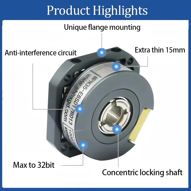 GOOD HENGXIANG MPN35 Absolute Encoder AC Servo Optical BISS 55mm Flange IP50 Sensor Hollow Shaft Screw & Wrench Mounting