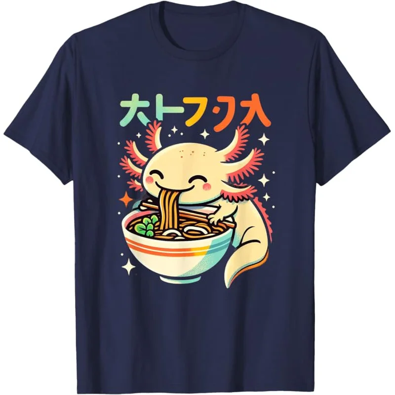 Axolotl Ramen Kawaii Neko Camiseta estética de fideos japoneses