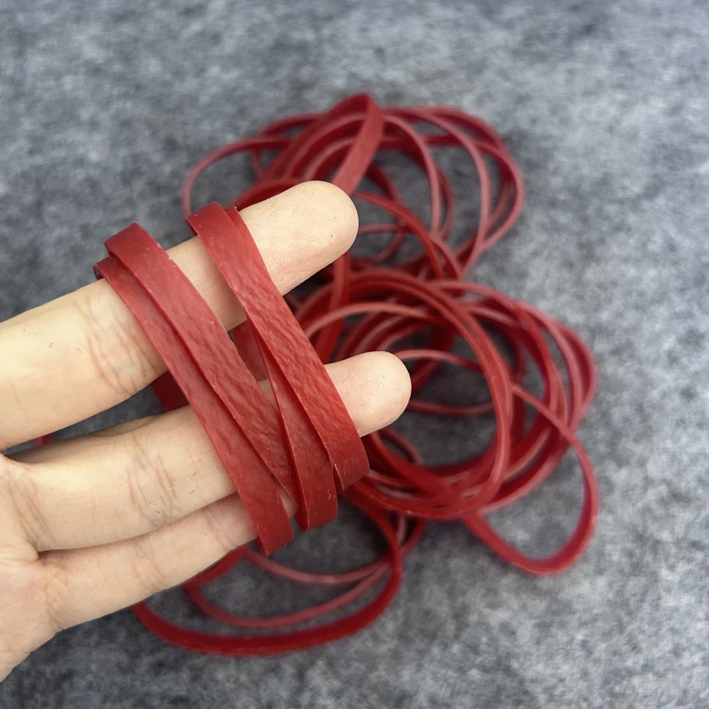 100 buah warna merah karet gelang elastis perlengkapan alat tulis sekolah kantor rumah dasi kemasan pita elastis kuat dapat diregangkan